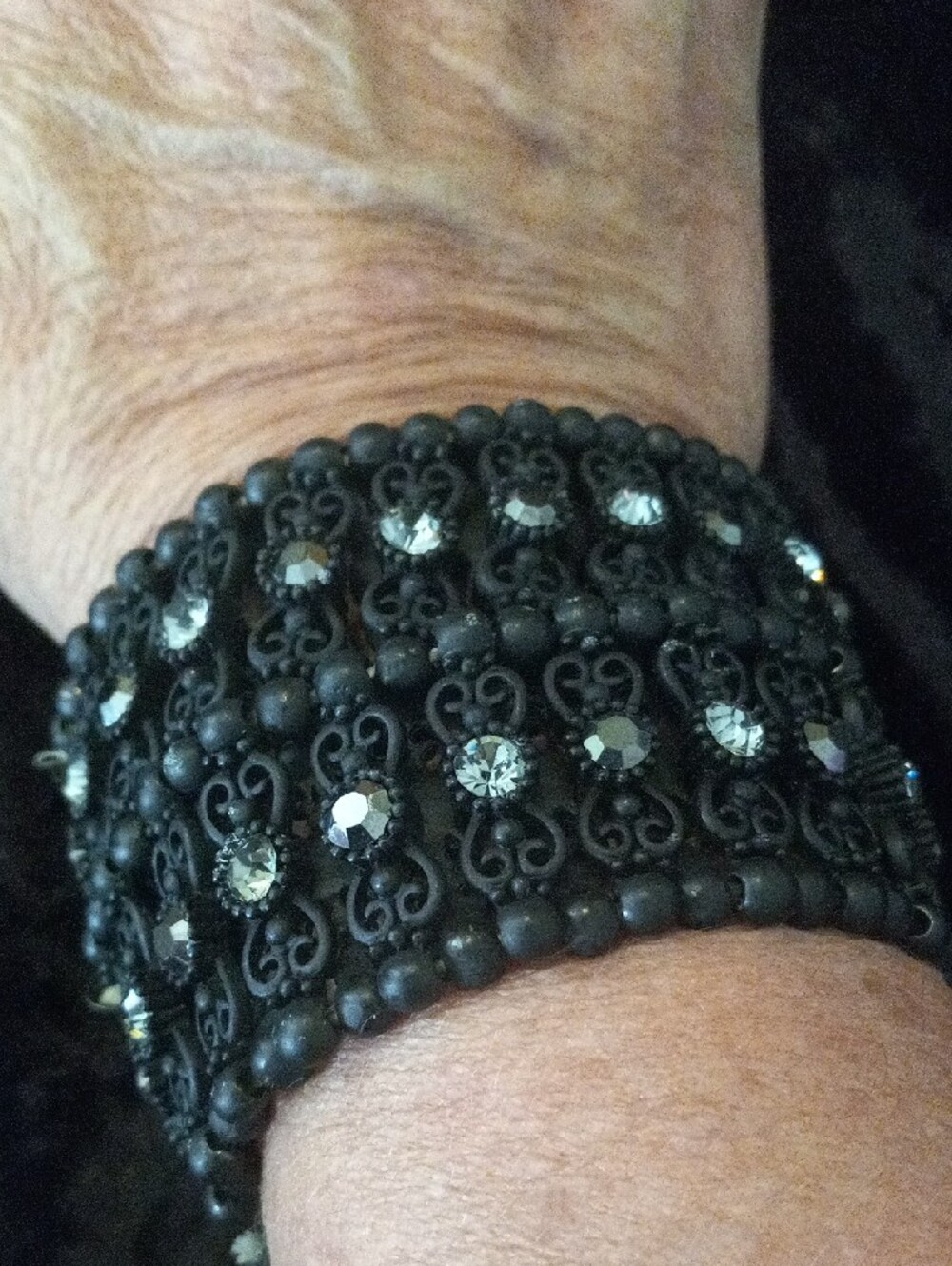 Brighton Black Filigree Multi-Row Bracelet with Clear Stones - Picture 2 of 8